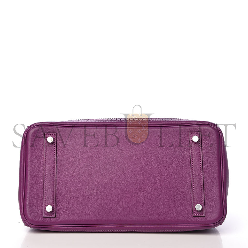 HERMÈS MASTER BIRKIN 30 LACE SERIES ANEMONE PURPLE SILVER BUCKLE 488484 (30*22*15cm)